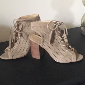 Tan Lace Up Block Heel